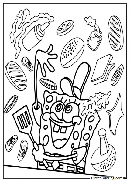 SpongeBob in the kitchen cooking