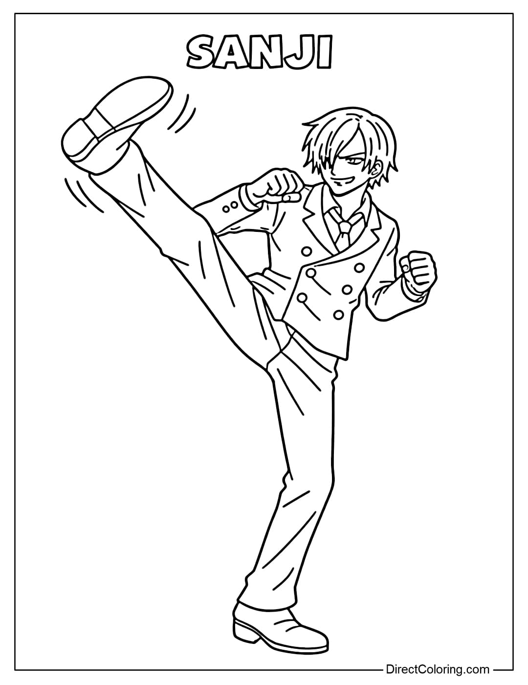 Sanji performs a simple kick, with the word 