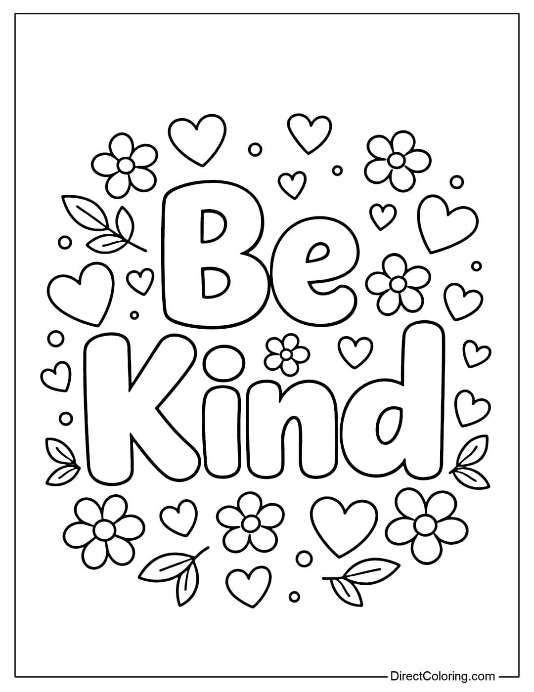 Coloring page for the words 