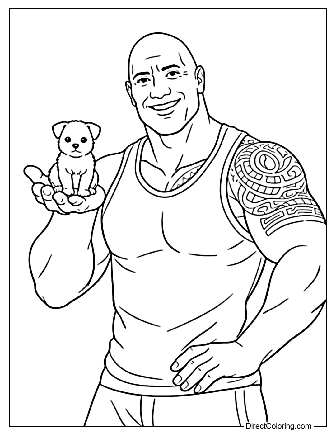A coloring page of Dwayne 
