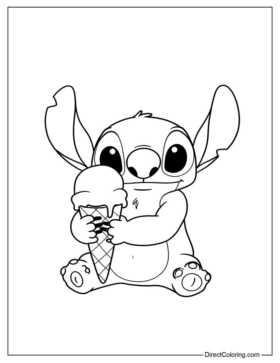Stitch Eating Ice Cream Coloring Page