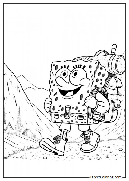 SpongeBob camping in the wild