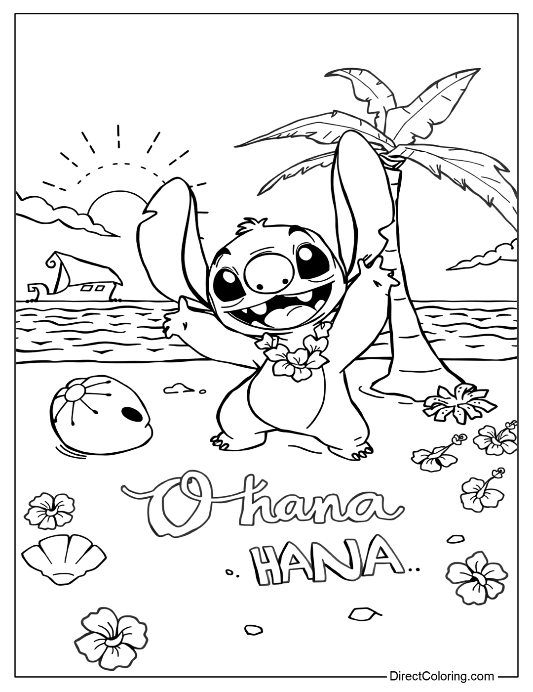 Stitch in Ohana Coloring Page