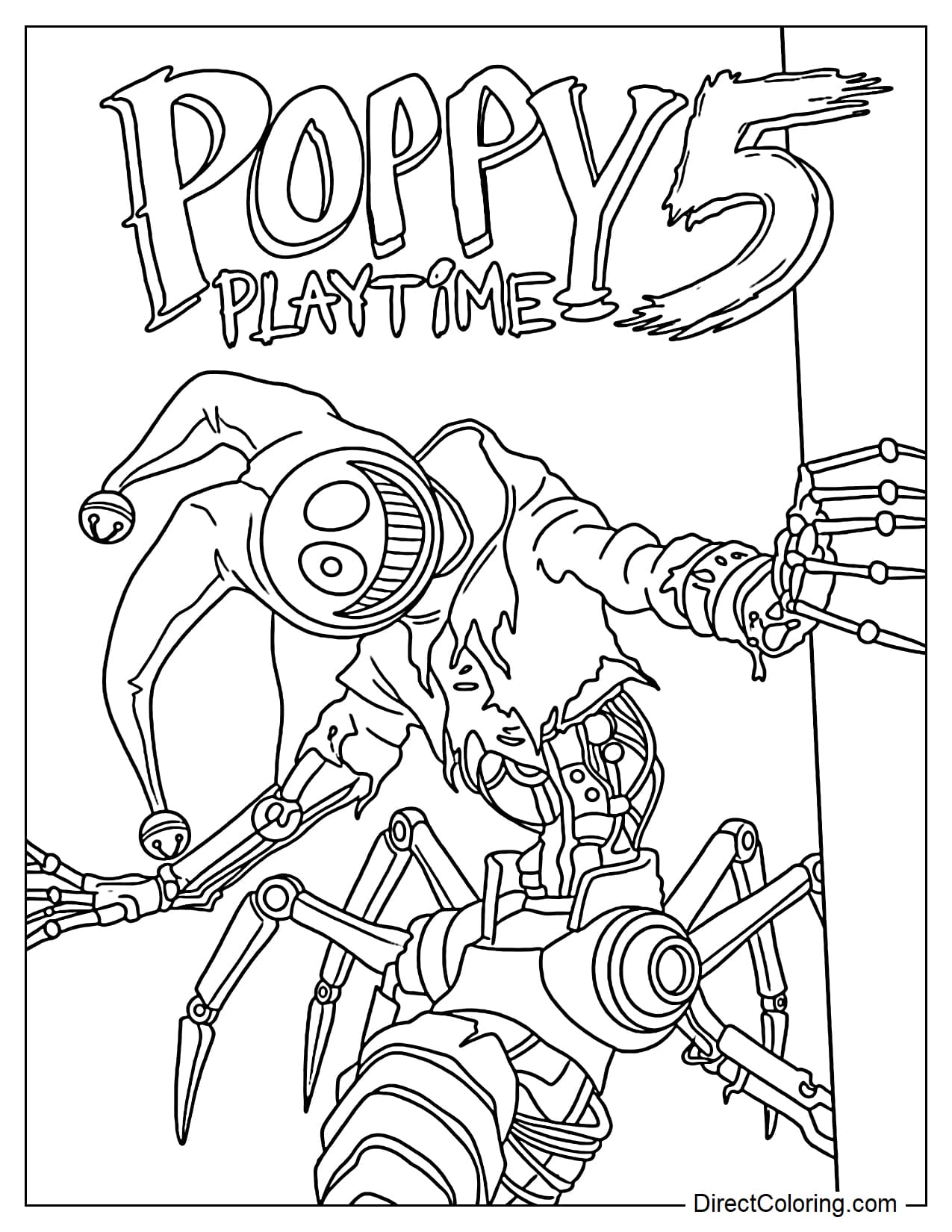 The Prototype character (Experiment 1006) wears a Jester hat, with the characteristic spider-like legs and bony hands underneath, and the words 