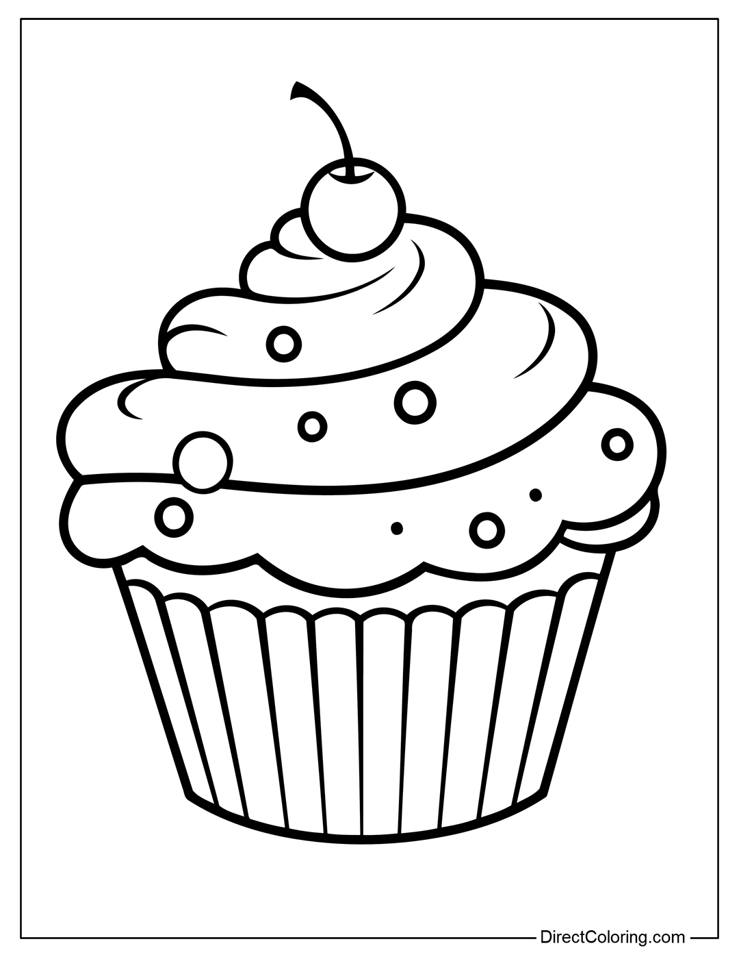 Cupcake Line Art Coloring Page