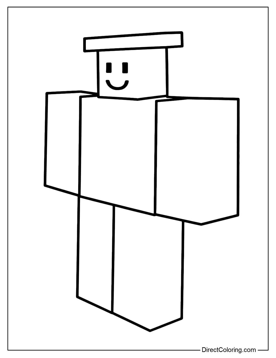 Noobini Pizzanini Coloring Page in Steal a Brainrot Roblox game standing upright, simple smiley face.