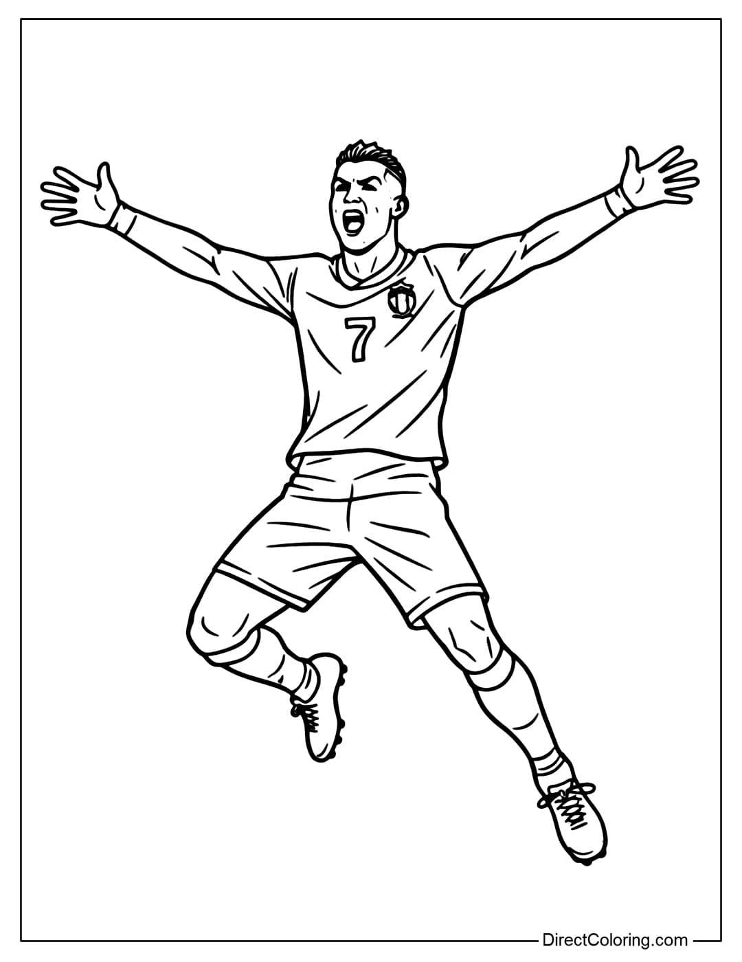 Coloring page of Cristiano Ronaldo performing the 