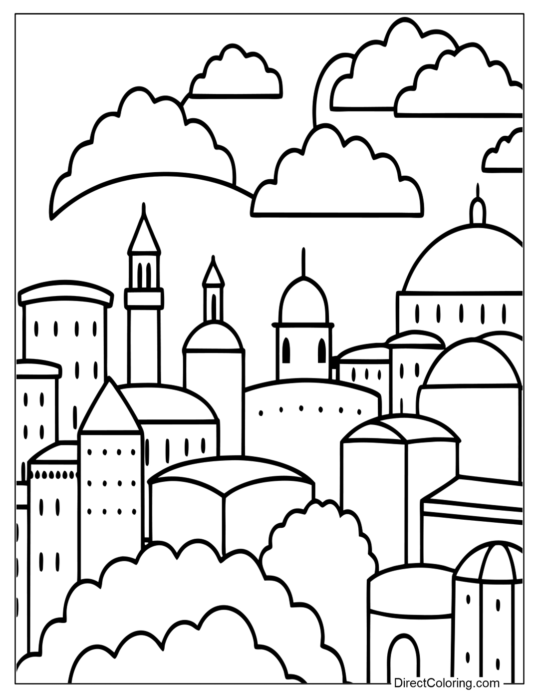 View From The Top Of The City Coloring Sheet