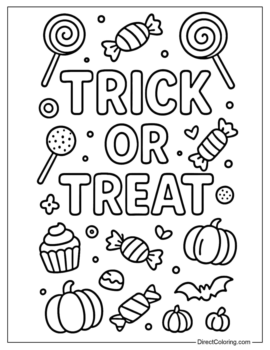 A Halloween bookmark coloring page with the words 