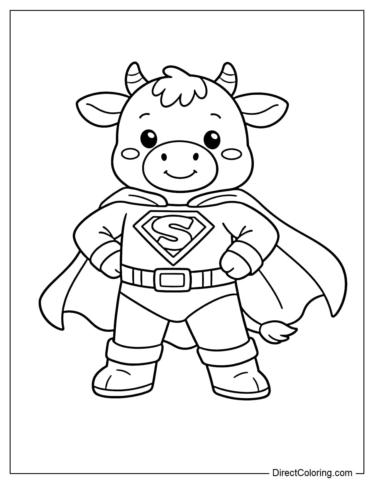 A cow wearing a superhero cape, striking a powerful pose.