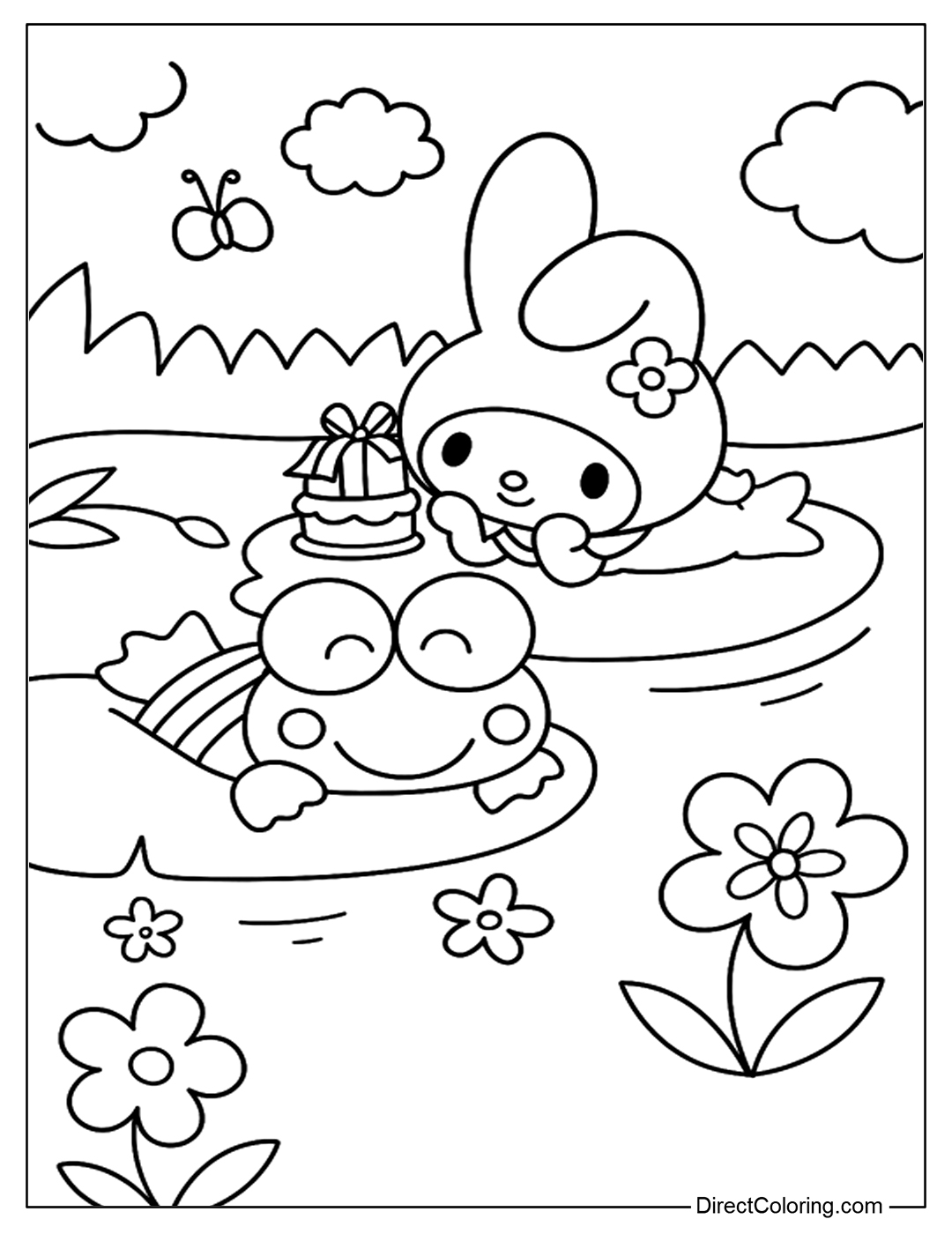 My Melody and Keroppi Coloring Page Free