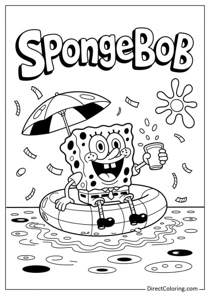 SpongeBob in a large float coloring page