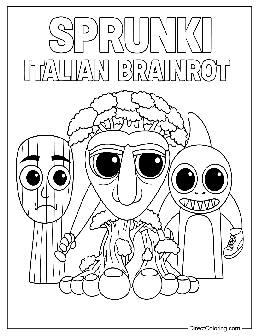 Sprunki Italian Brainrot Coloring Page for Kids