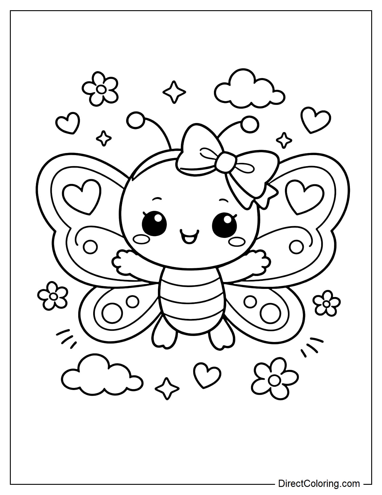 A cute butterfly wearing a bow on its head.