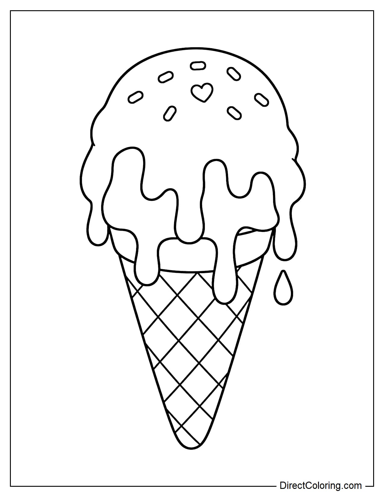 An ice cream cone with the ice cream melting down.