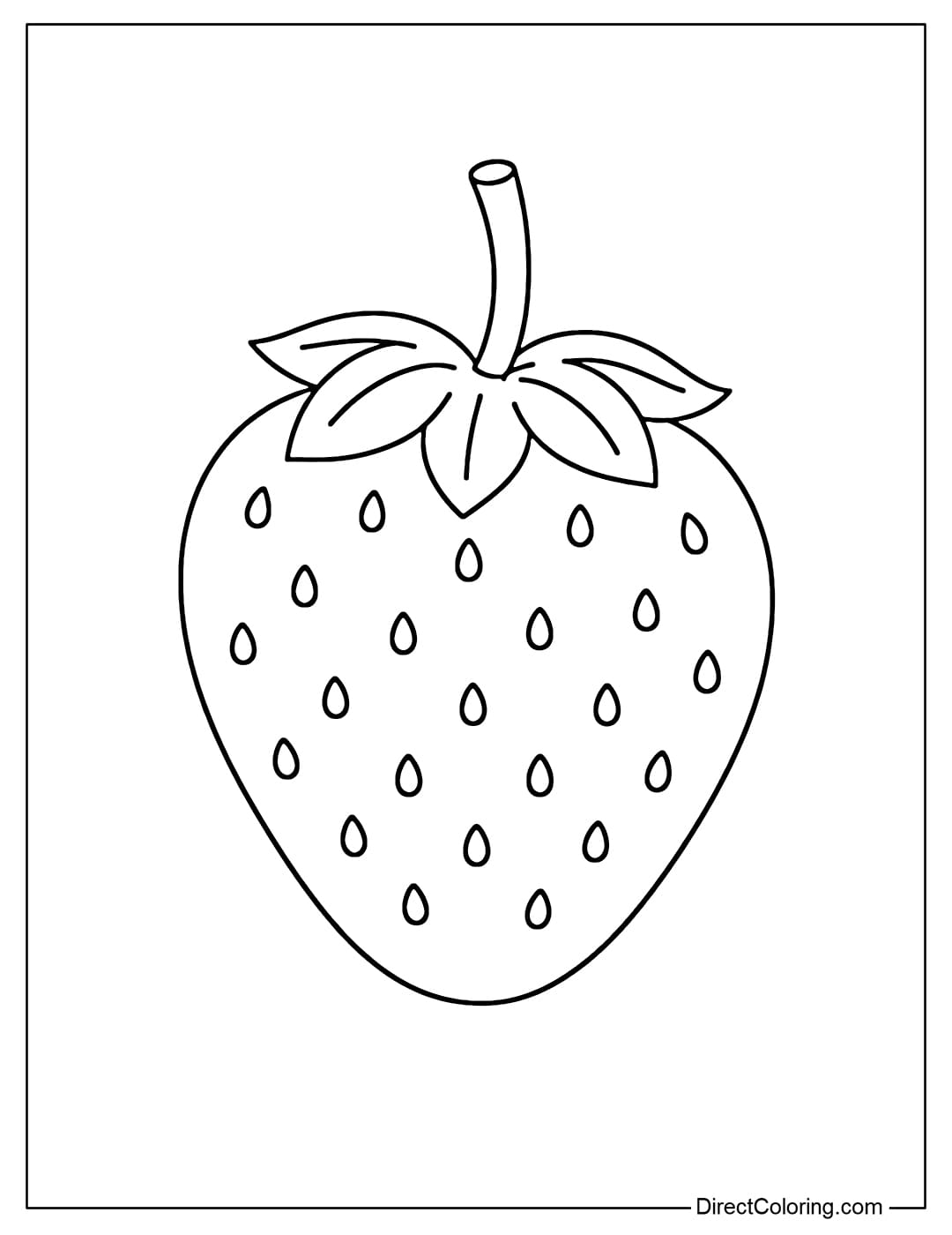 A simple strawberry coloring page with large, clear lines suitable for young children.