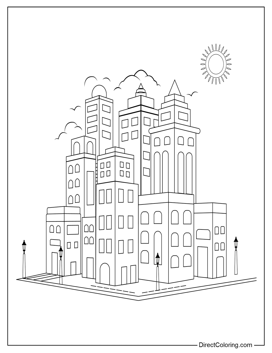 City Free Coloring Sheet