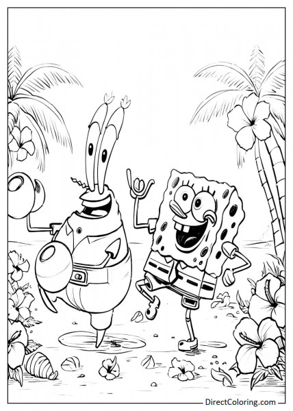 SpongeBob and Mr Krabs playful moment