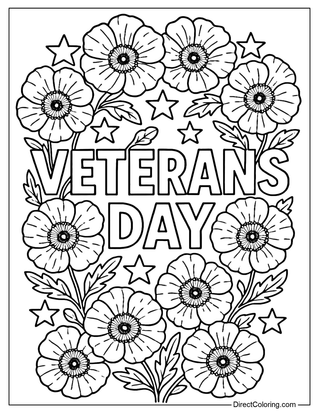 A coloring page with the words 