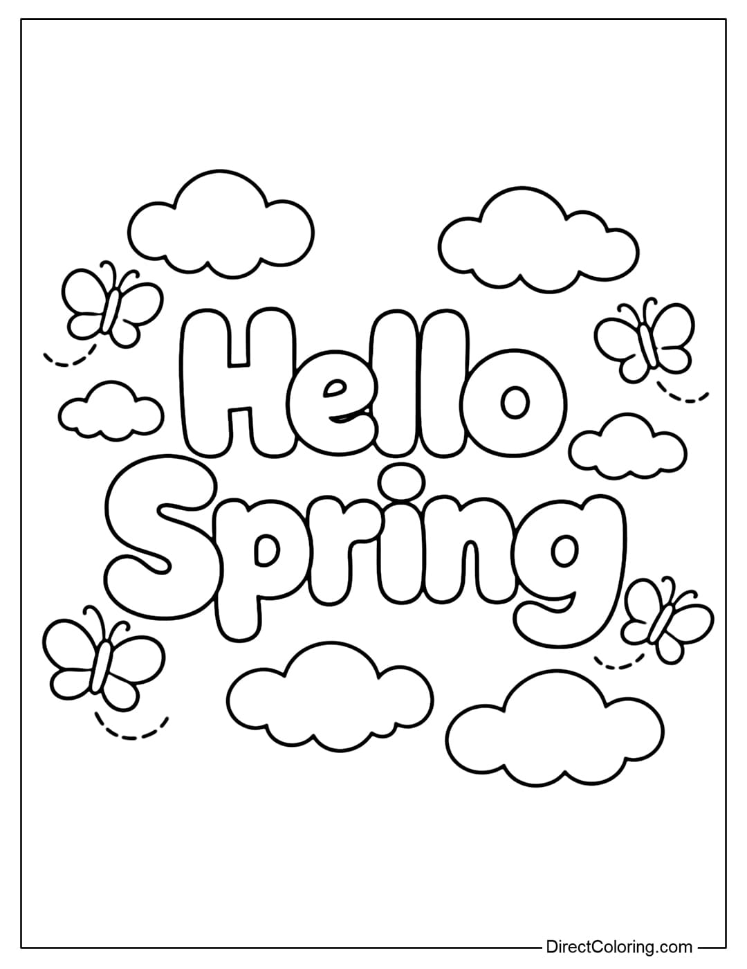 A coloring page for the words 