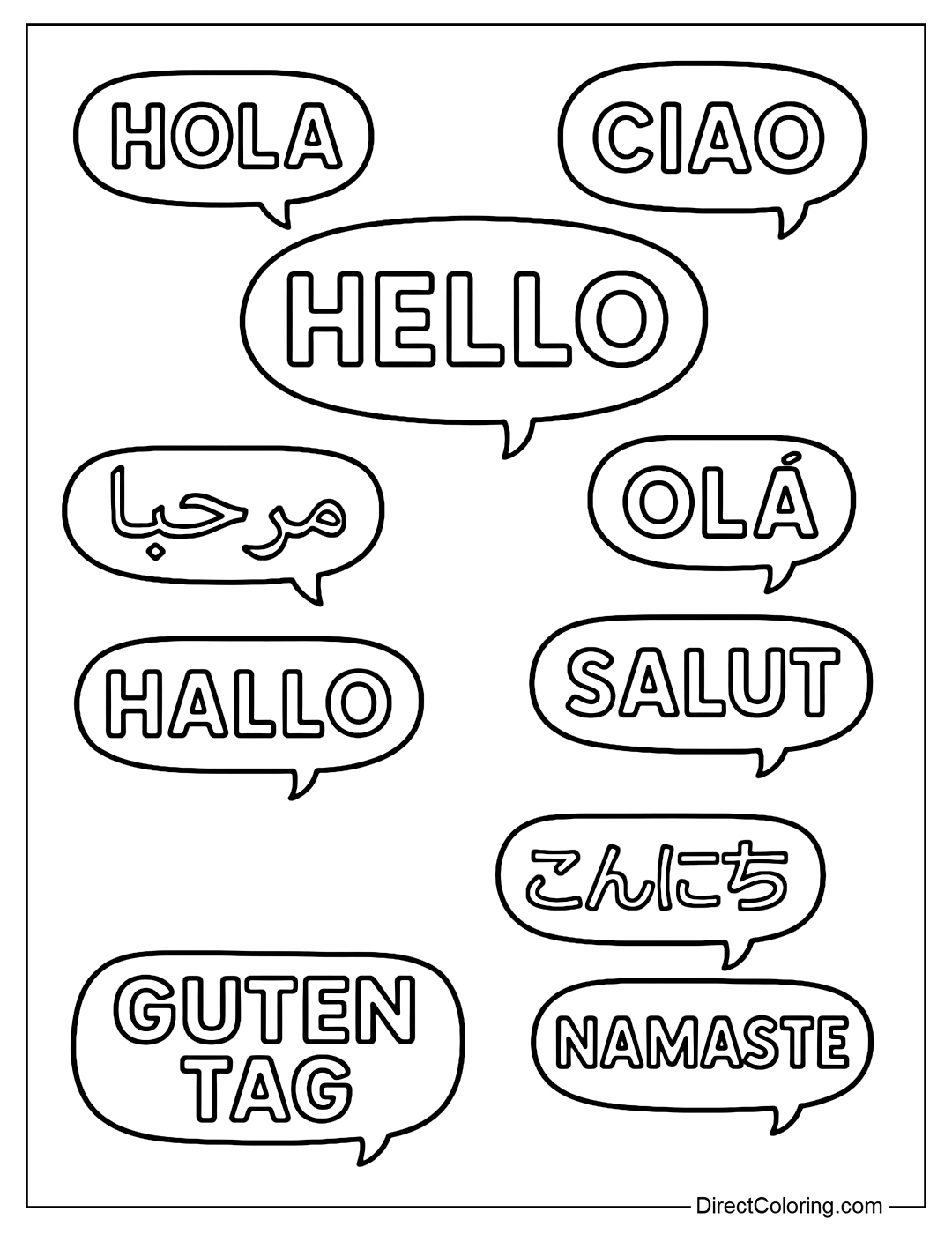 A coloring page of the word 