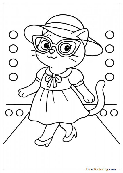 Beautiful cat coloring page