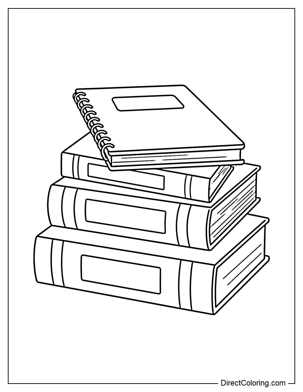 A neatly stacked stack of books and notebooks with a basic, easily recognizable design.