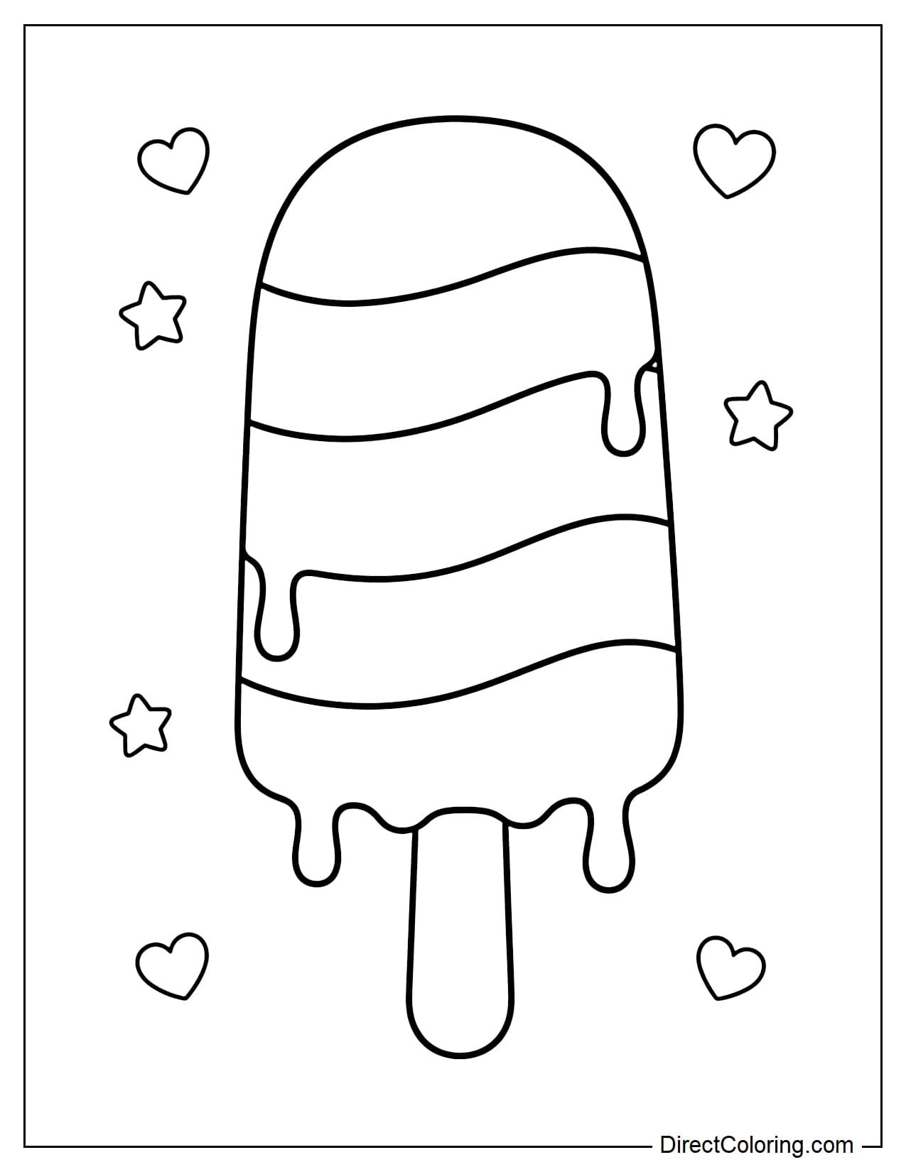 A simple popsicle with a few large stripes on the body of the ice cream.
