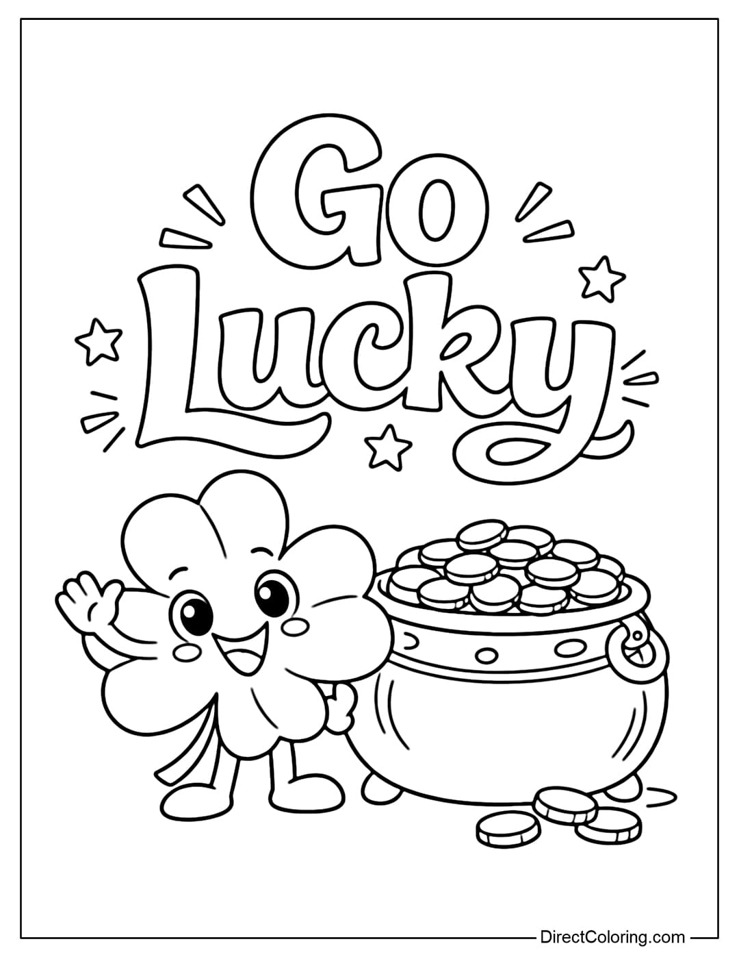 Coloring page for the words 