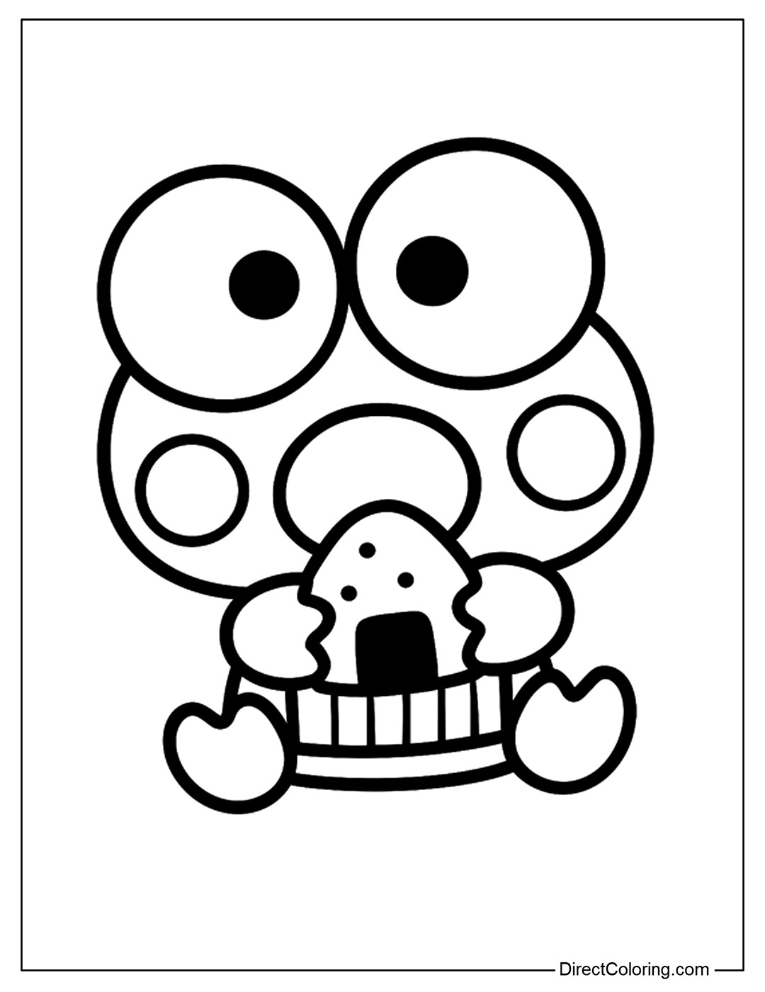 Keroppi Eating Onigiri Coloring Page