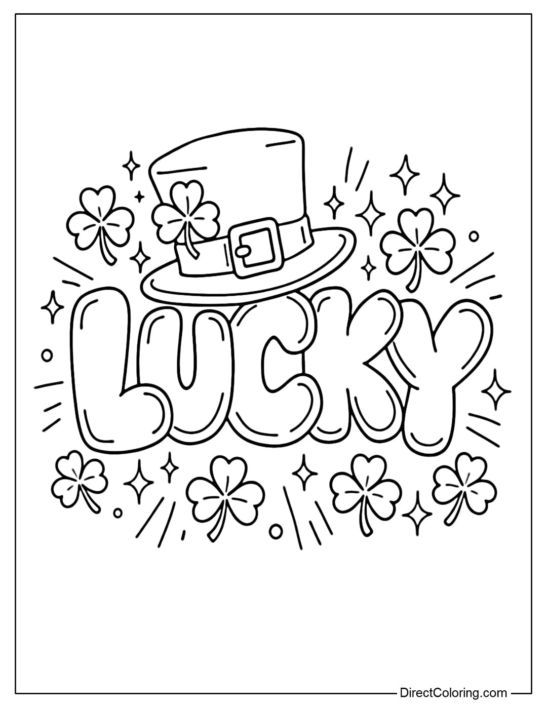 Coloring page for the words 