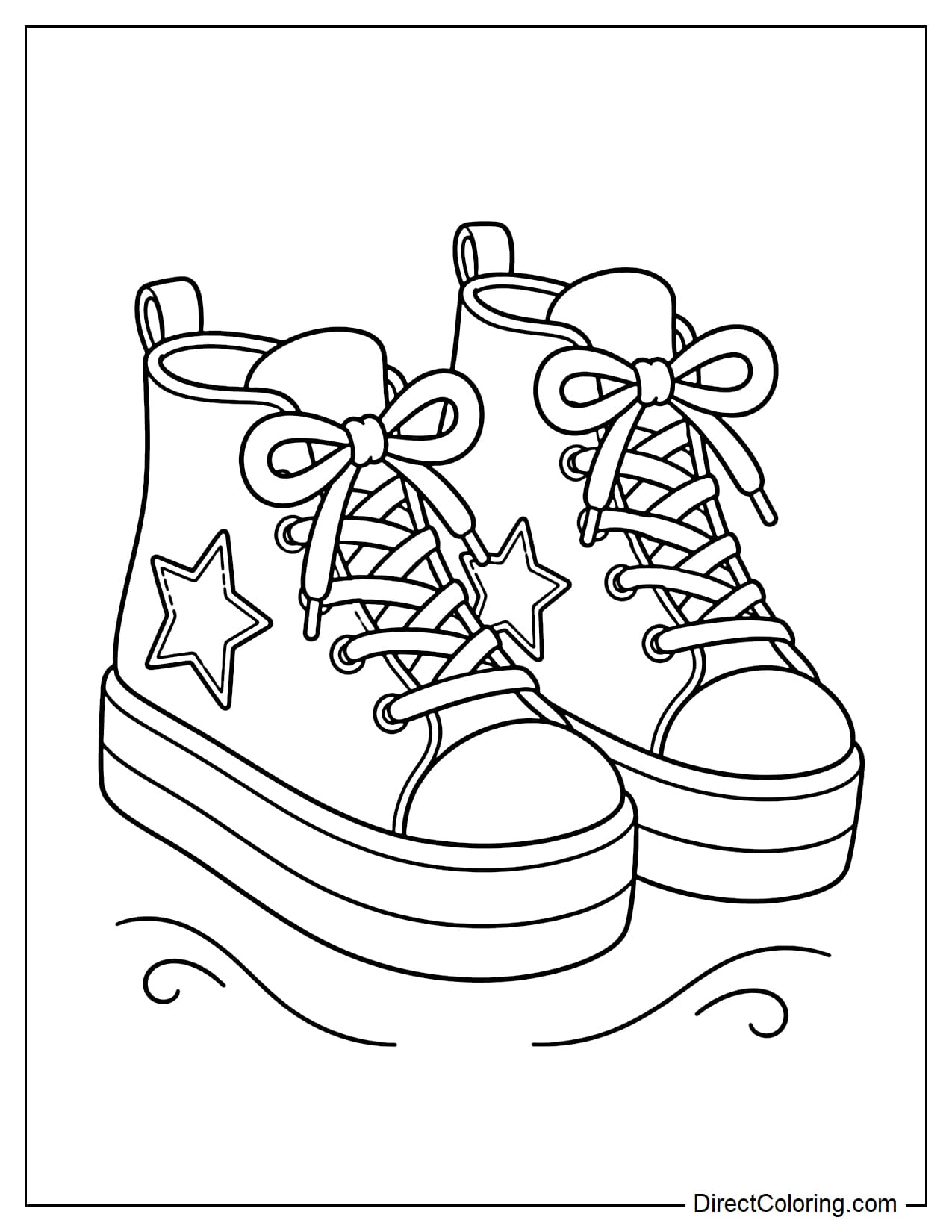 A pair of high-top sneakers featuring large star-shaped patches on the sides and thick, chunky soles.