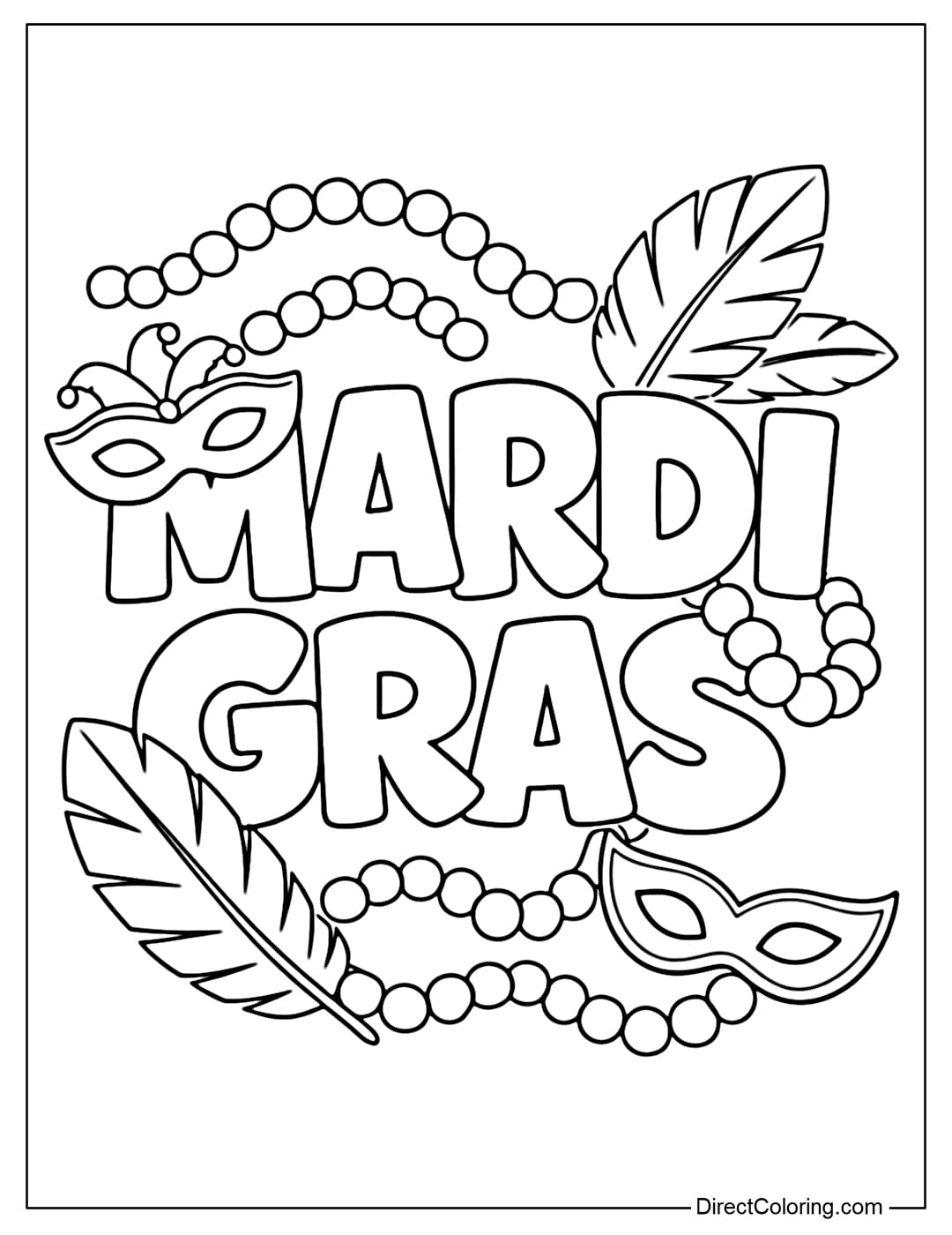 A coloring page with the words 