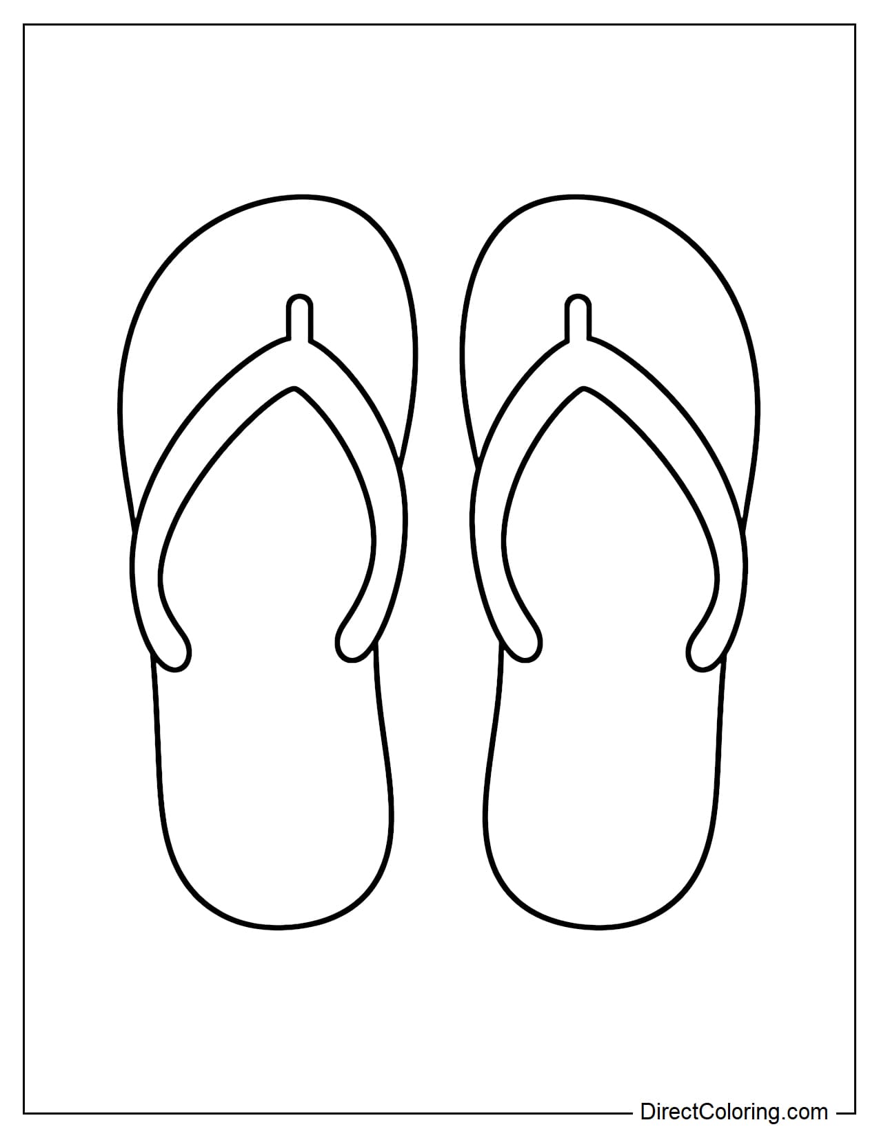 A pair of flip-flops viewed from above with a simple rounded shape.