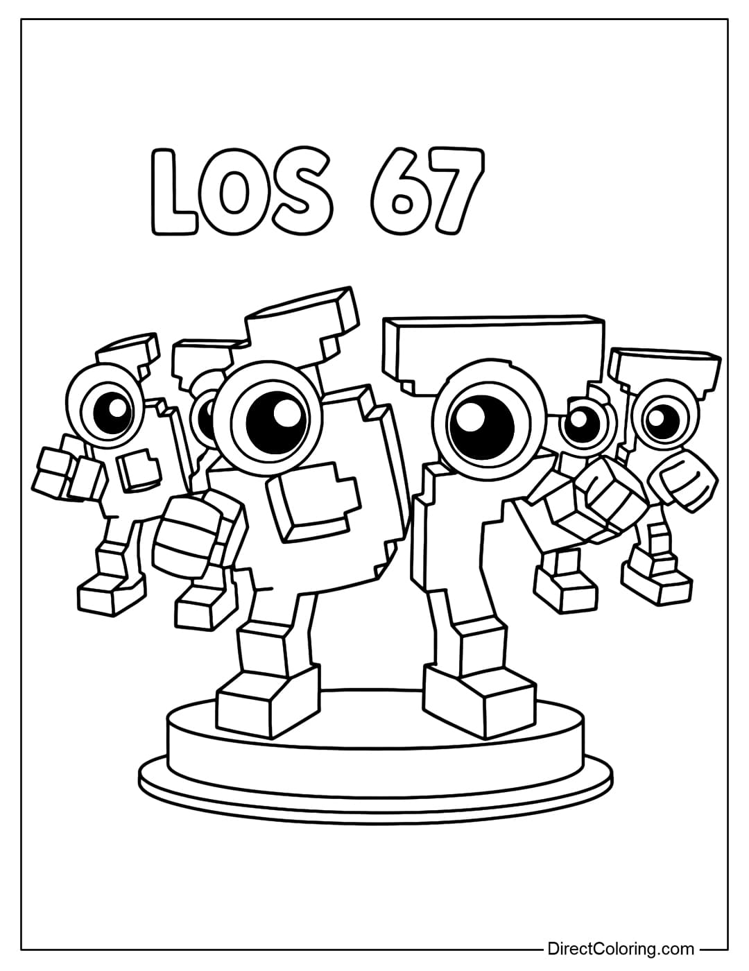 Los 67 Brainrot coloring page a character from the game Steal a Brainrot Roblox.