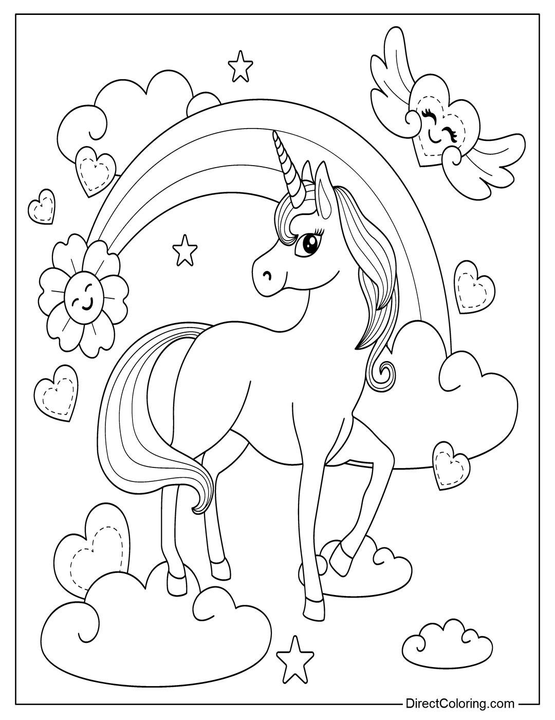 Beautiful Unicorn Coloring Page