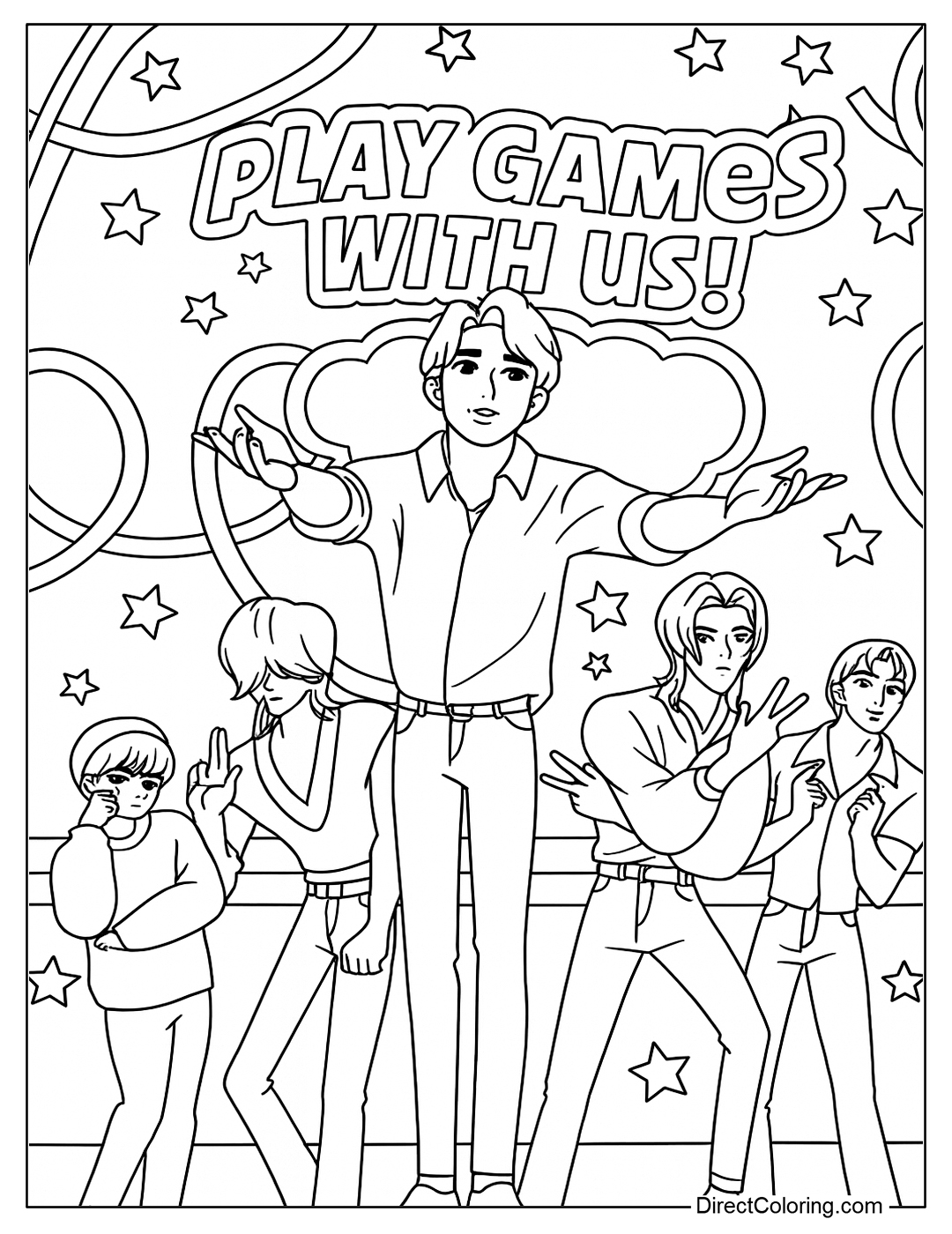 Saja Boys on Stage Coloring Page Free
