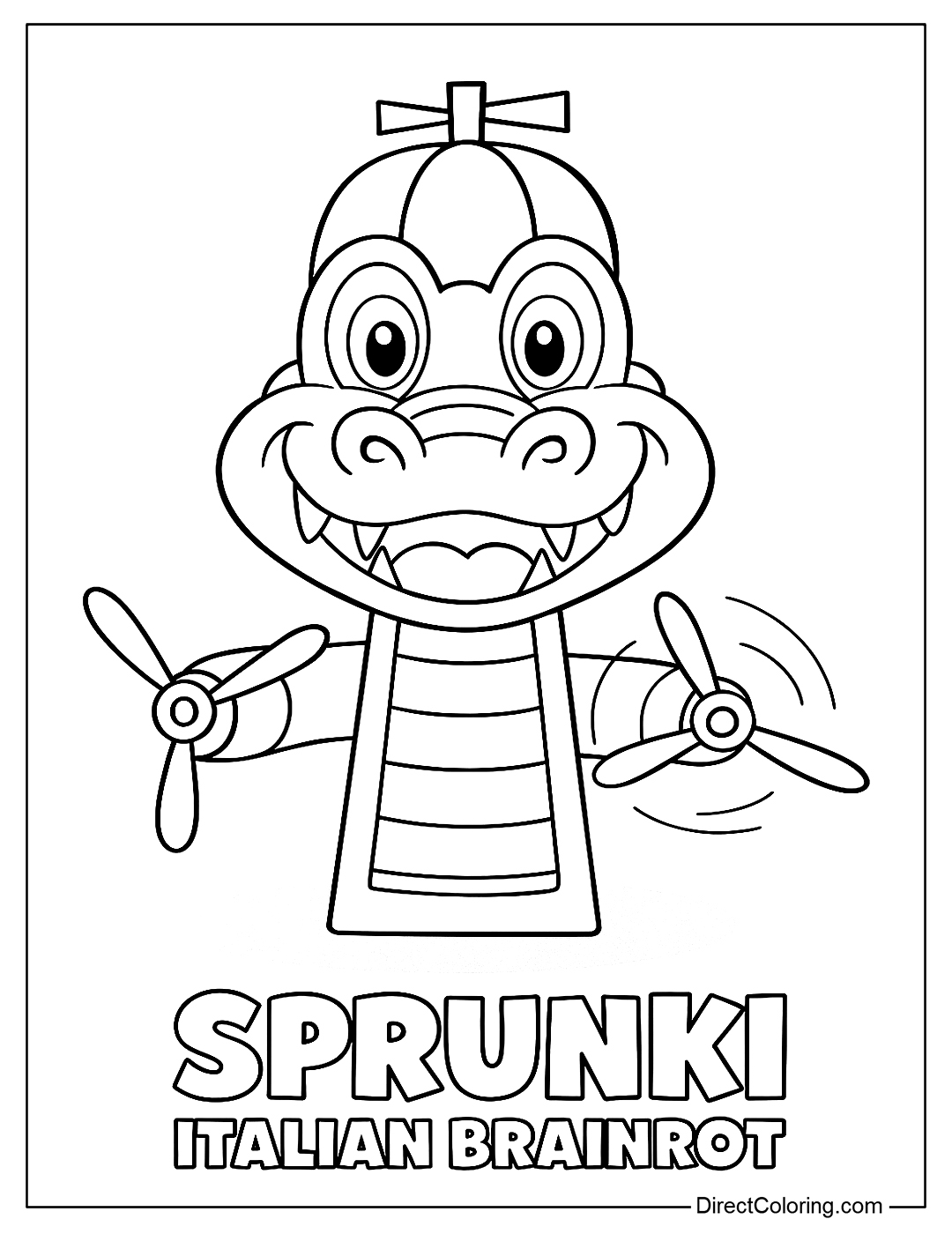 Sprunki Italian Brainrot Bombardiro Crocodilo Coloring Page