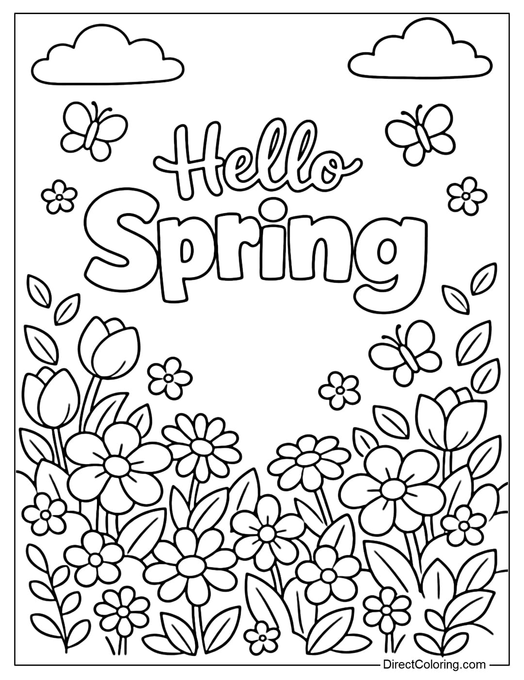 A coloring page for the words 