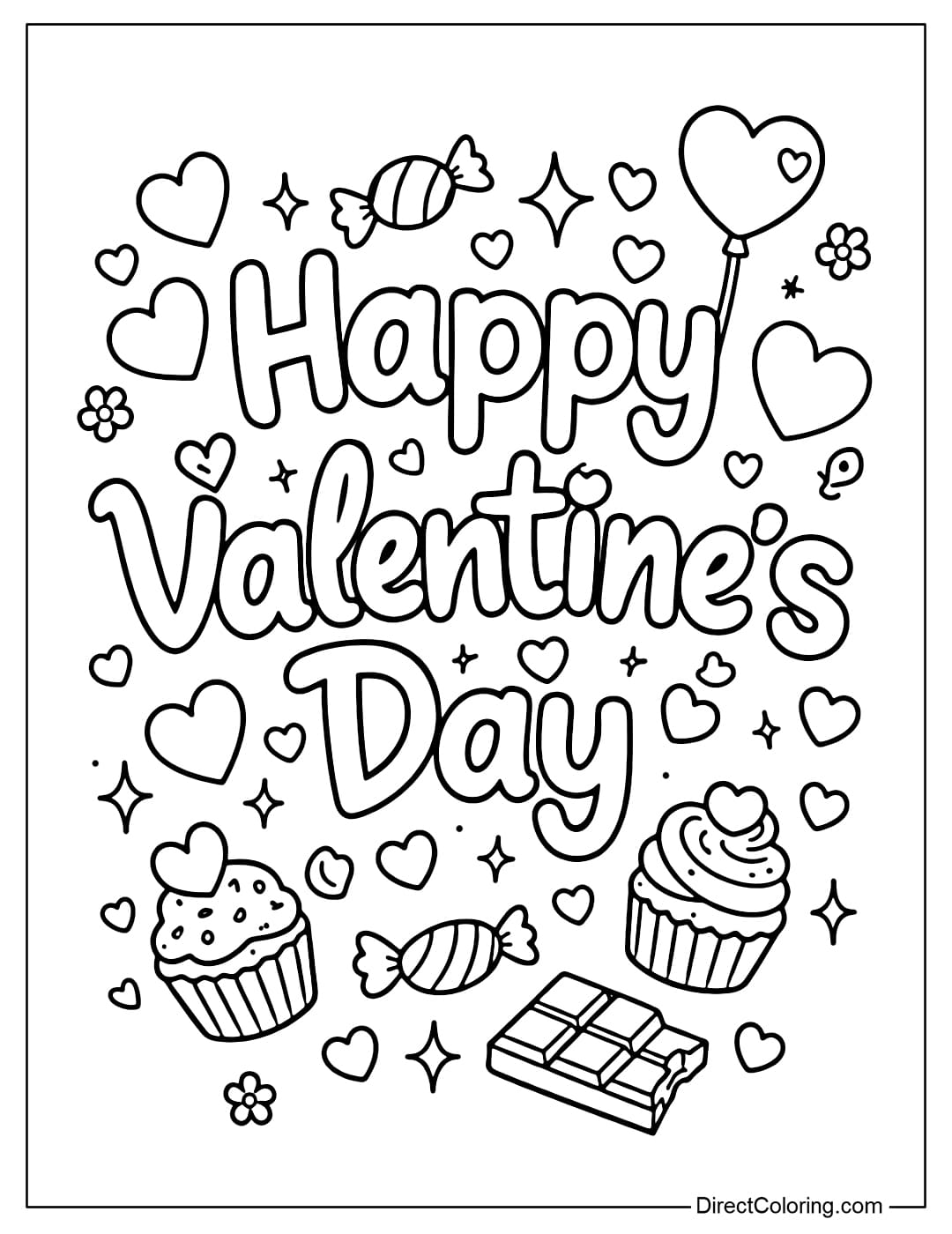 Coloring page of large, softly rounded 