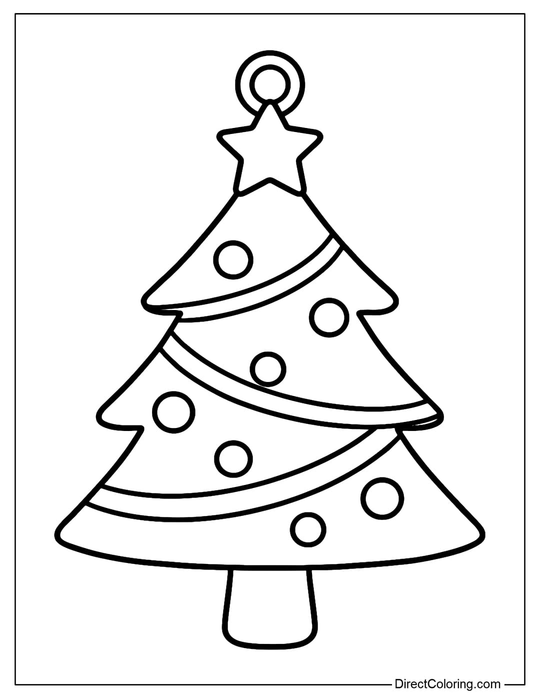 Christmas tree ornament coloring page with hook.