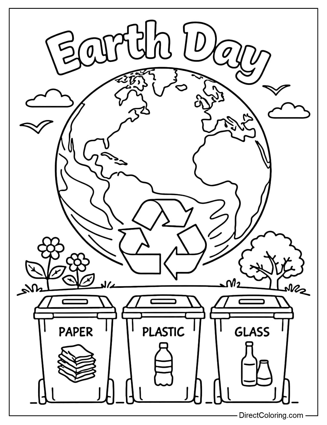 A coloring page of a large Earth with the words 