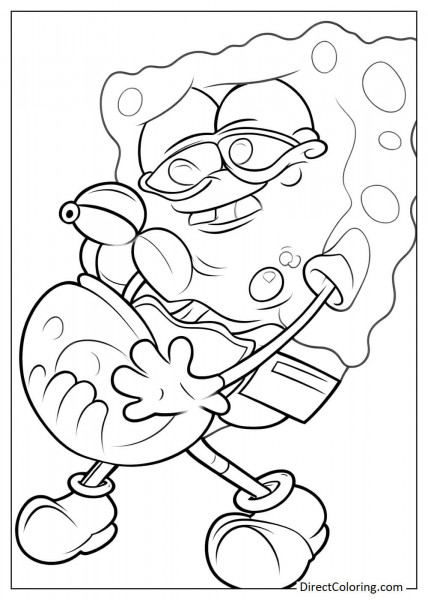 SpongeBob hugging Gary the snail coloring page
