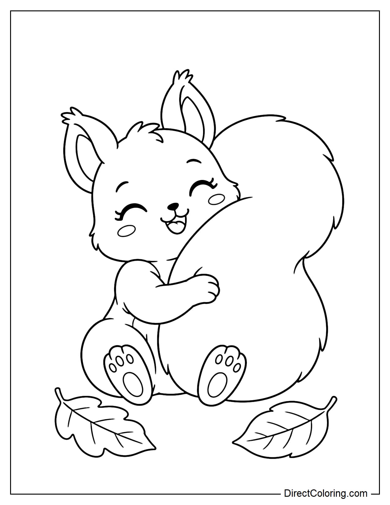 A cute squirrel sitting and hugging its enormous fluffy tail like a soft, cozy pillow.