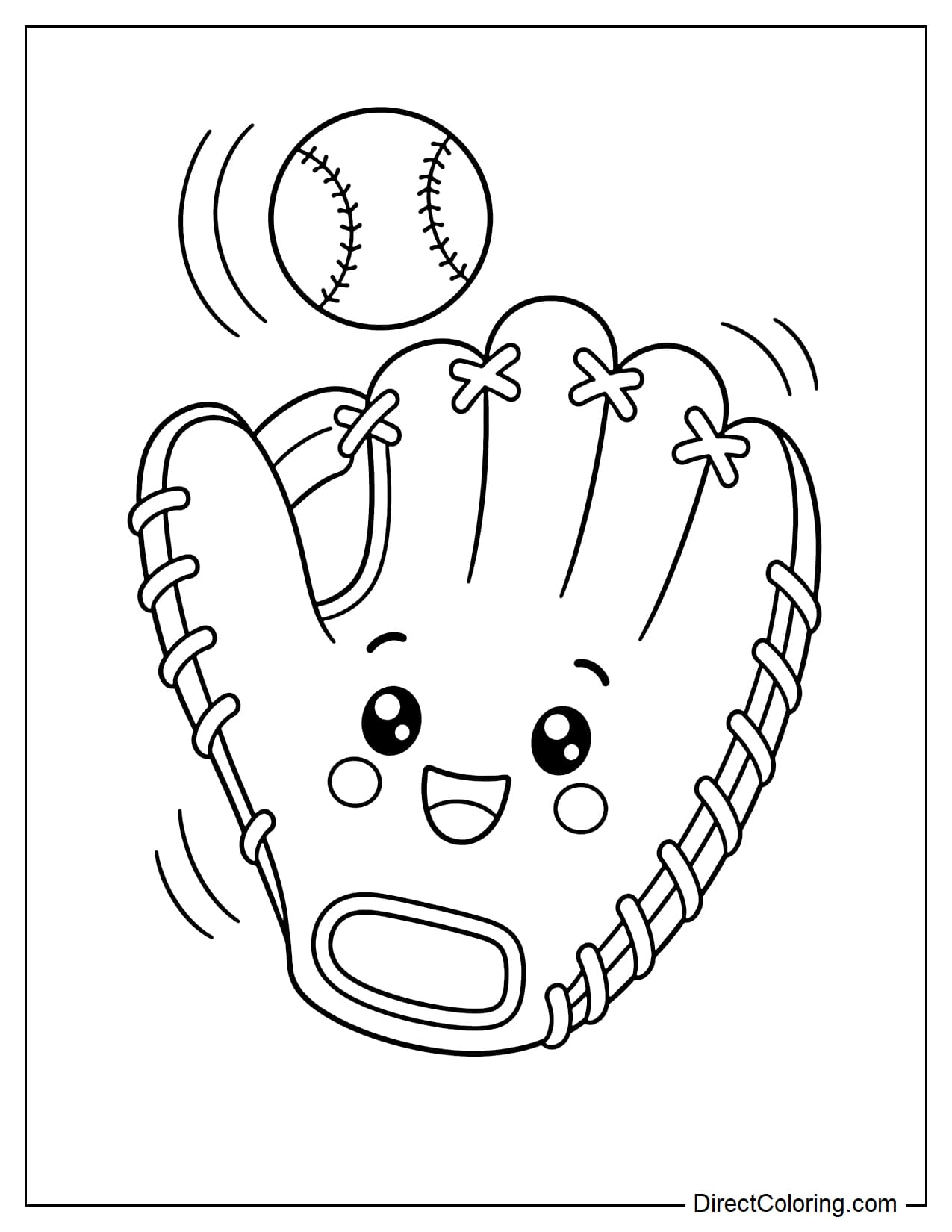 A cute baseball glove is happily catching a small ball.