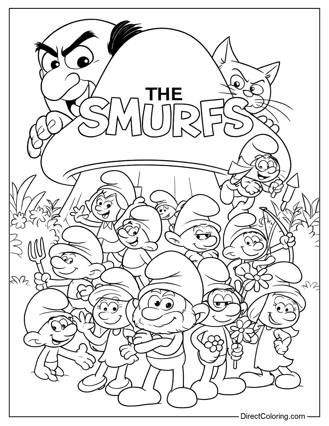 Smurfs Movie Coloring Page PDF