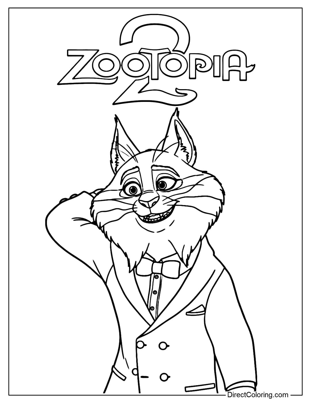 Coloring page of Milton Lynxley, dapper in a luxurious suit, a modern gentleman's style.