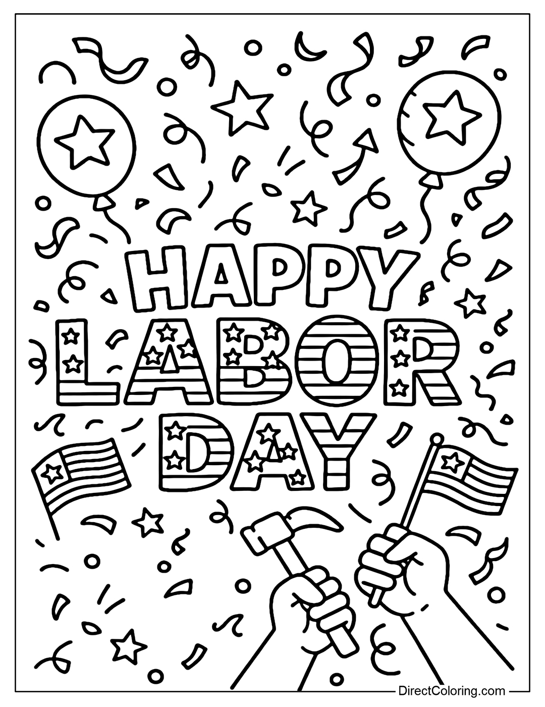 Coloring page with the words 