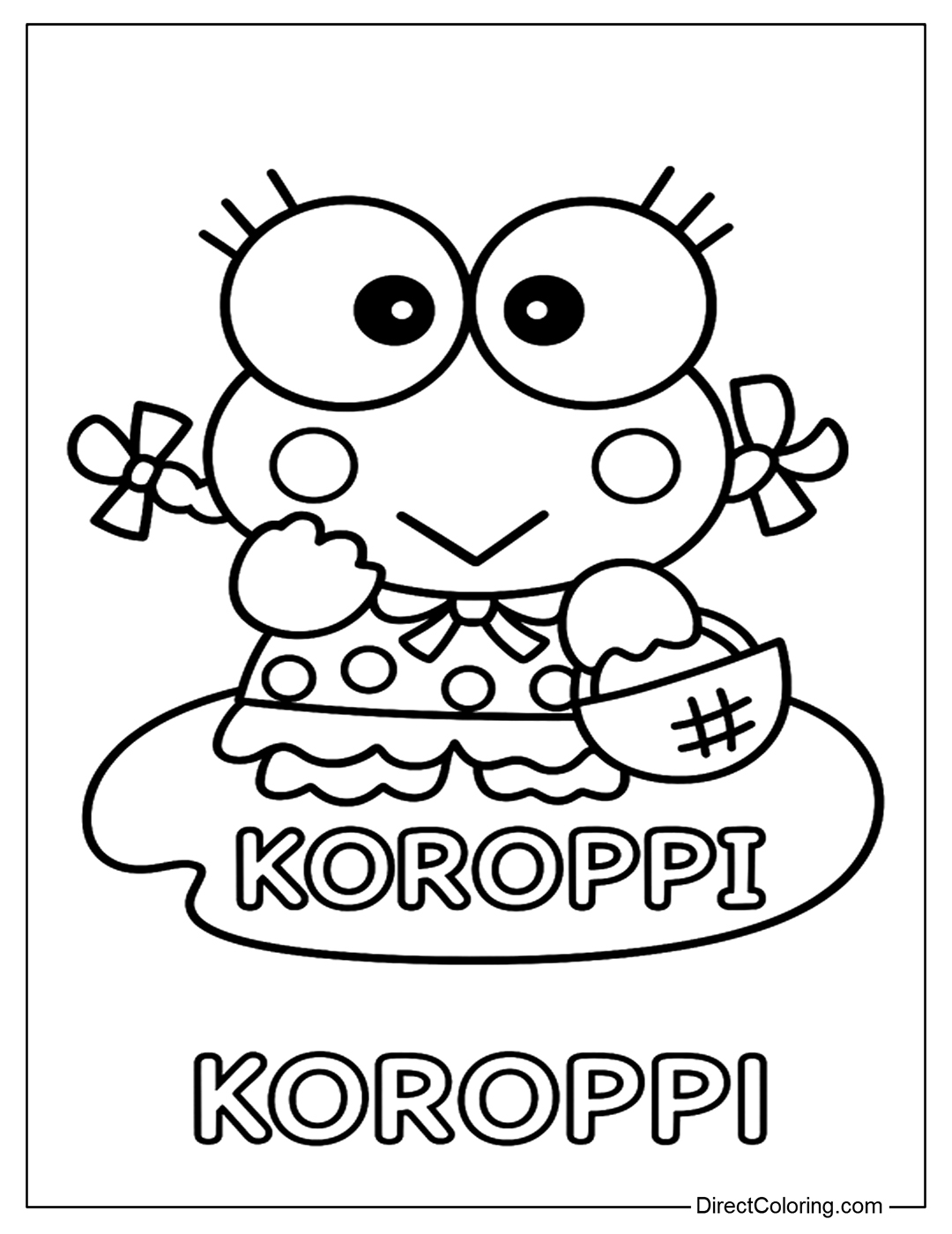 Keroppi Girl with Basket Coloring Page