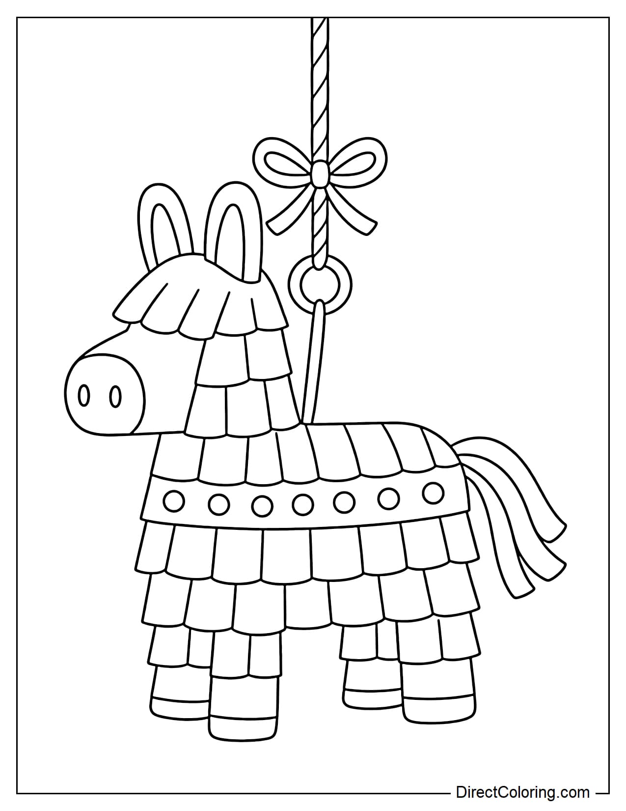 A donkey-shaped piñata hanging from a string.